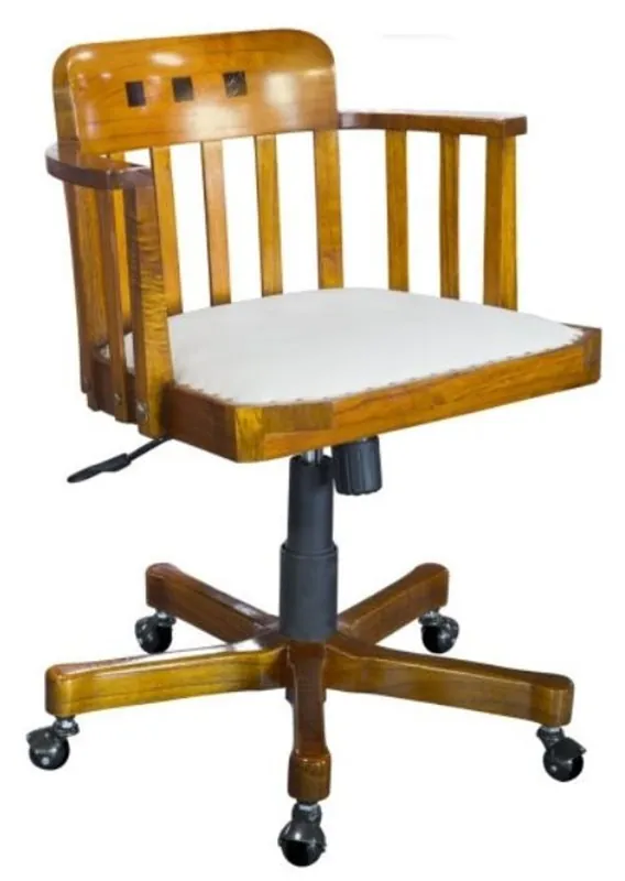 Sonderaktion Casa Padrino Büro Drehstuhl mit Armlehnen Hellbraun / Weiß 62 x 53 x H. 86 cm - Luxus Bürostuhl