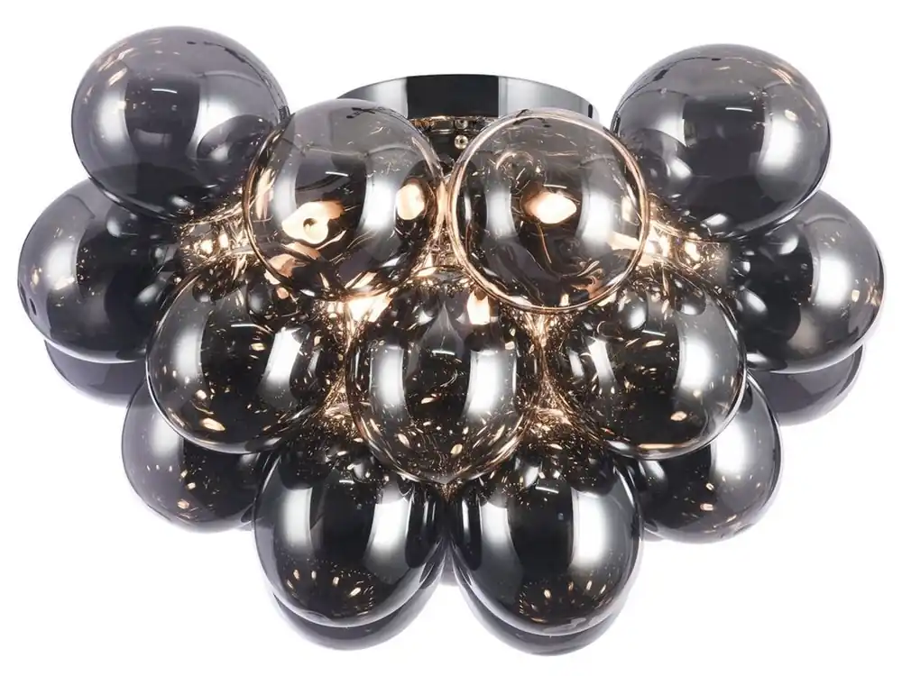 Casa Padrino Wohnzimmer Deckenleuchte Rauchig Grau / Silber Ø 50 x H. 32 cm - Moderne Deckenlampe Angebot