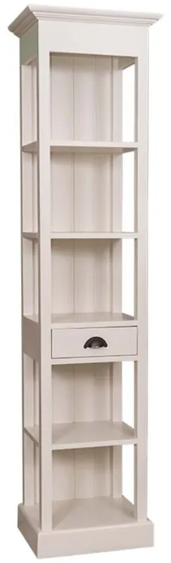 Casa Padrino Landhausstil Regalschrank mit Schublade Creme 50 x 39 x H. 197 cm - Landhausstil Möbel Abverkauf