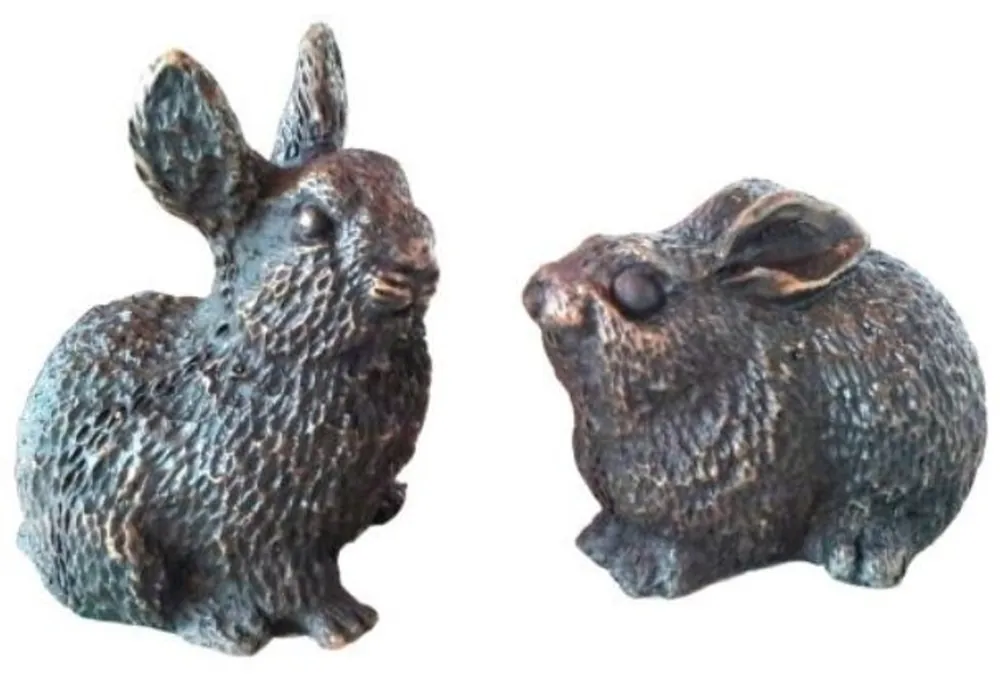 Expressversand Casa Padrino Luxus Deko Bronze Hasen 10 x 6 x H. 9 cm - Bronzefiguren Set