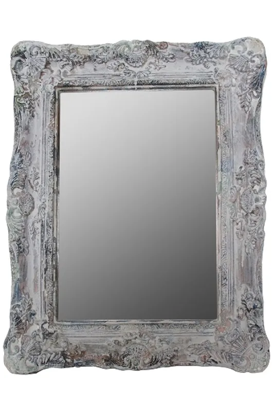 Casa Padrino Barock Wandspiegel Antik Grau Höhe 54 cm, Breite 42 cm mit Ornamenten und Holzrahmen - Handgefertigt Schneller Versand