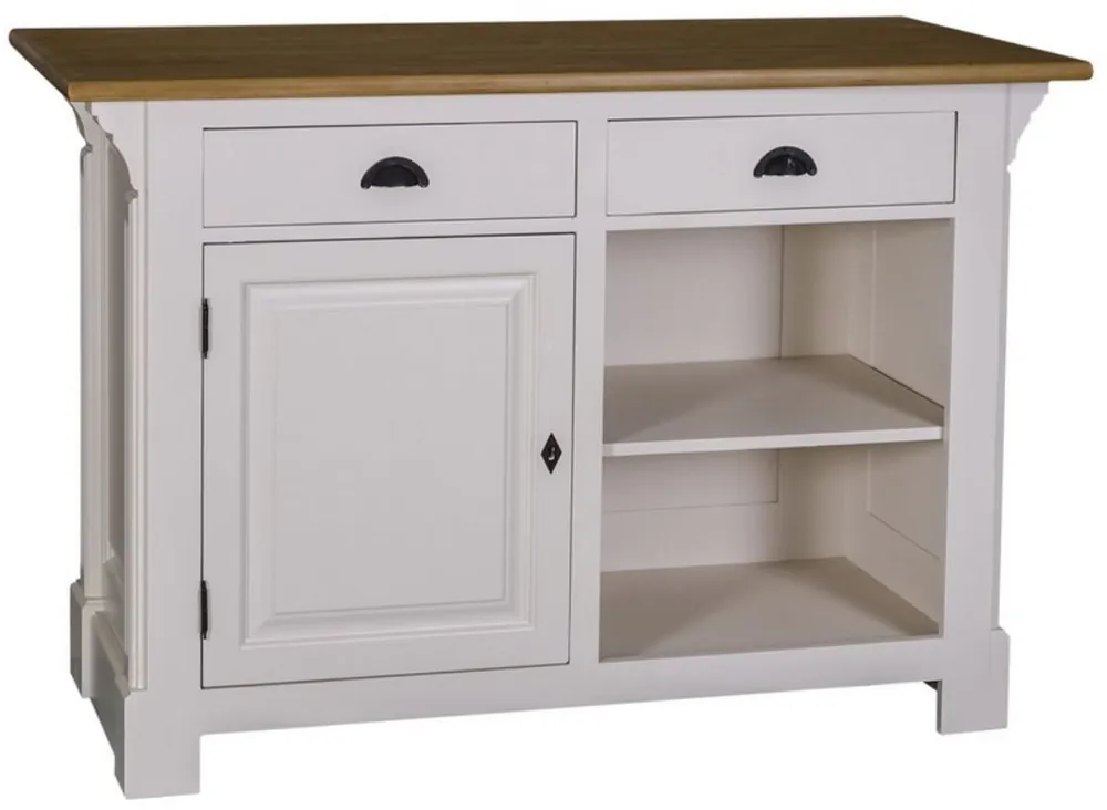 Casa Padrino Landhausstil Theke Hellgrau / Naturfarben 140 x 68 x H. 95 cm - Thekentisch mit Eichenholz Tischplatte Echt