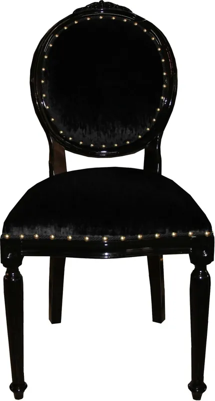 Preis Gesenkt Casa Padrino Barock Medaillon Luxus Esszimmer Stuhl ohne Armlehnen in Schwarz / Schwarz - Limited Edition