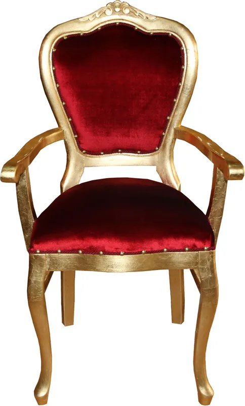 Sonderaktion Casa Padrino Barock Luxus Stuhl mit Armlehnen Bordeaux / Gold