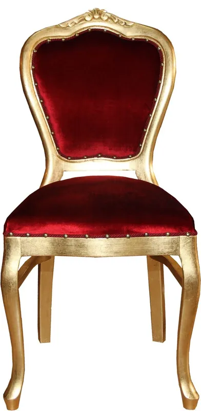 Garantierte Lieferung Casa Padrino Barock Luxus Esszimmer Stuhl Bordeaux / Gold - Möbel