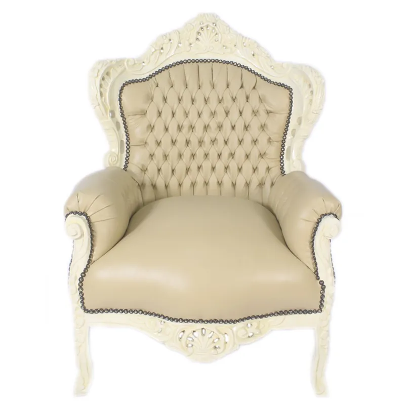 Aktuell Casa Padrino Barock Sessel King Creme Lederoptik / Creme - Möbel Antik Stil