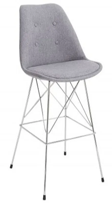Ausverkauf Casa Padrino Designer Barstuhl Retro Grau 49 x 50 x H. 119 cm - Barhocker mit Rückenlehne