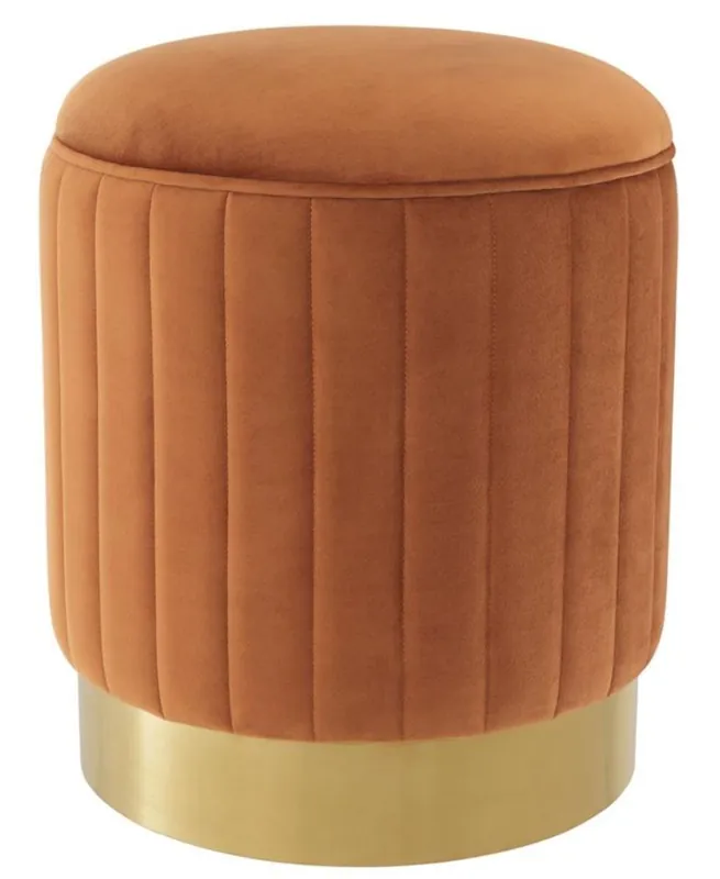 Bestpreis Casa Padrino Hocker Orange / Messing Ø 40 x H. 45 cm - Luxus Sitzhocker