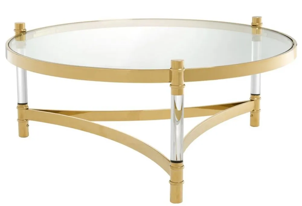 Kracherpreis Casa Padrino Couchtisch / Wohnzimmertisch Gold Ø 104 x H. 43 cm - Luxus Wohnzimmermöbel