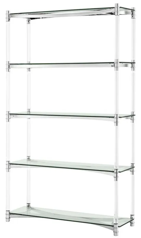 Casa Padrino Wohnzimmerschrank / Regalschrank Silber 117 x 41 x H. 200 cm - Luxus Möbel Finale Aktion