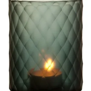 Casa Padrino Glas Teelichthalter / Windlicht Saphirfarben Ø 13 x H. 16 cm - Luxus Teelichthalter mit Diamantenschliff Mega-Angebot