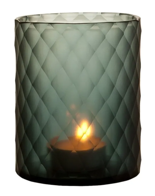 Casa Padrino Glas Teelichthalter / Windlicht Saphirfarben Ø 13 x H. 16 cm - Luxus Teelichthalter mit Diamantenschliff Mega-Angebot
