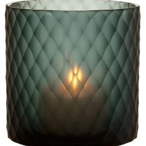 Ausverkauf Casa Padrino Glas Teelichthalter / Windlicht Saphirfarben Ø 20 x H. 20 cm - Luxus Teelichthalter mit Diamantenschliff