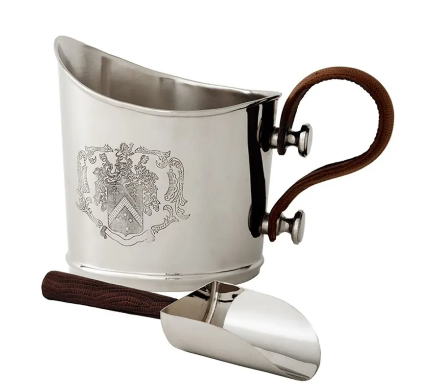 Nur Für Kurze Zeit Casa Padrino Luxus Eiseimer mit Schaufel Set Silber / Braun 24 x 15 x H. 18 cm - Hotel & Restaurant Accessoires
