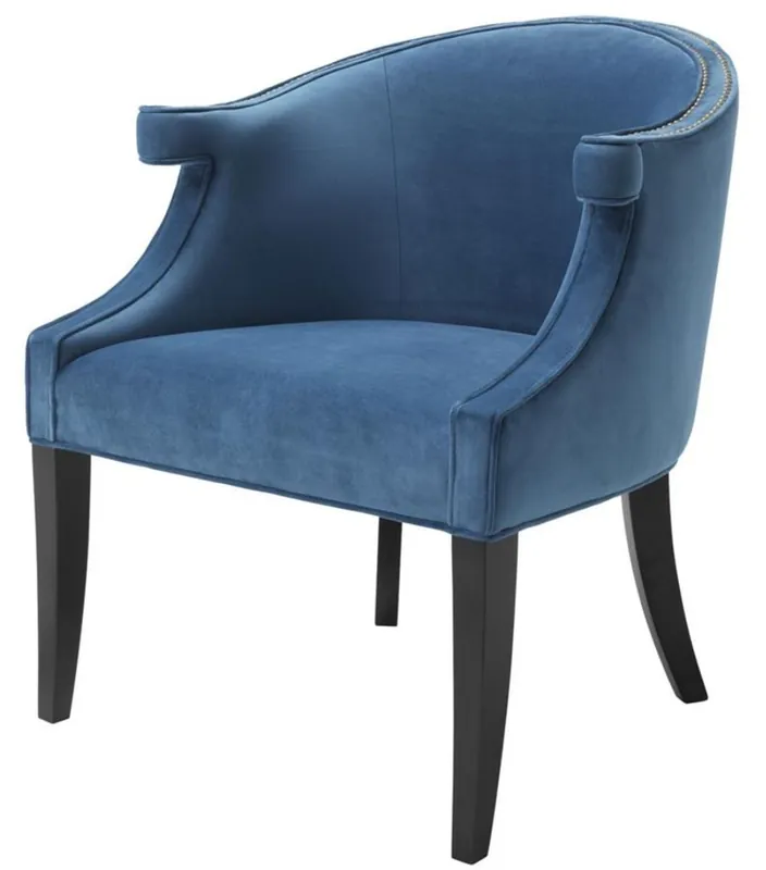 Casa Padrino Luxus Salon Sessel mit Armlehnen Blau / Schwarz 70 x 70 x H. 83 cm - Hotel Möbel Top-Preis