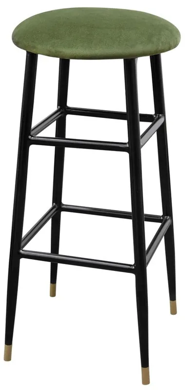 Casa Padrino Luxus Barhocker Moosgrün / Schwarz Ø 37 x H. 76 cm - Barstuhl mit Samtstoff Sonderaktion