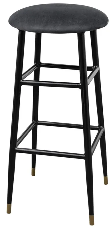 Casa Padrino Luxus Barhocker Anthrazit / Schwarz Ø 37 x H. 76 cm - Barstuhl mit Samtstoff Sonderangebot