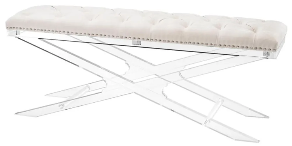 Beliebt Casa Padrino Luxus Acryl Sitzbank mit Naturfarbenem Samtstoff 120 x 40 x H. 48,5 cm - Designermöbel