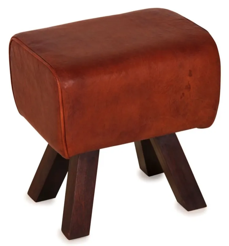 Casa Padrino Luxus Hocker Braun / Dunkelbraun 44 x 32 x H. 45 cm - Sitzhocker in Turnbock Optik Direkt Vom Hersteller