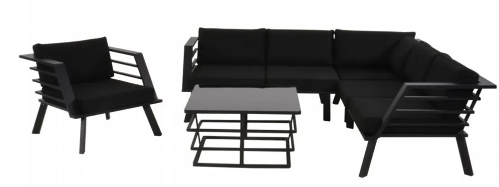 Direktkauf Casa Padrino Gartenmöbel Set mit Polsterung + Sessel + Tisch - Lounge Set