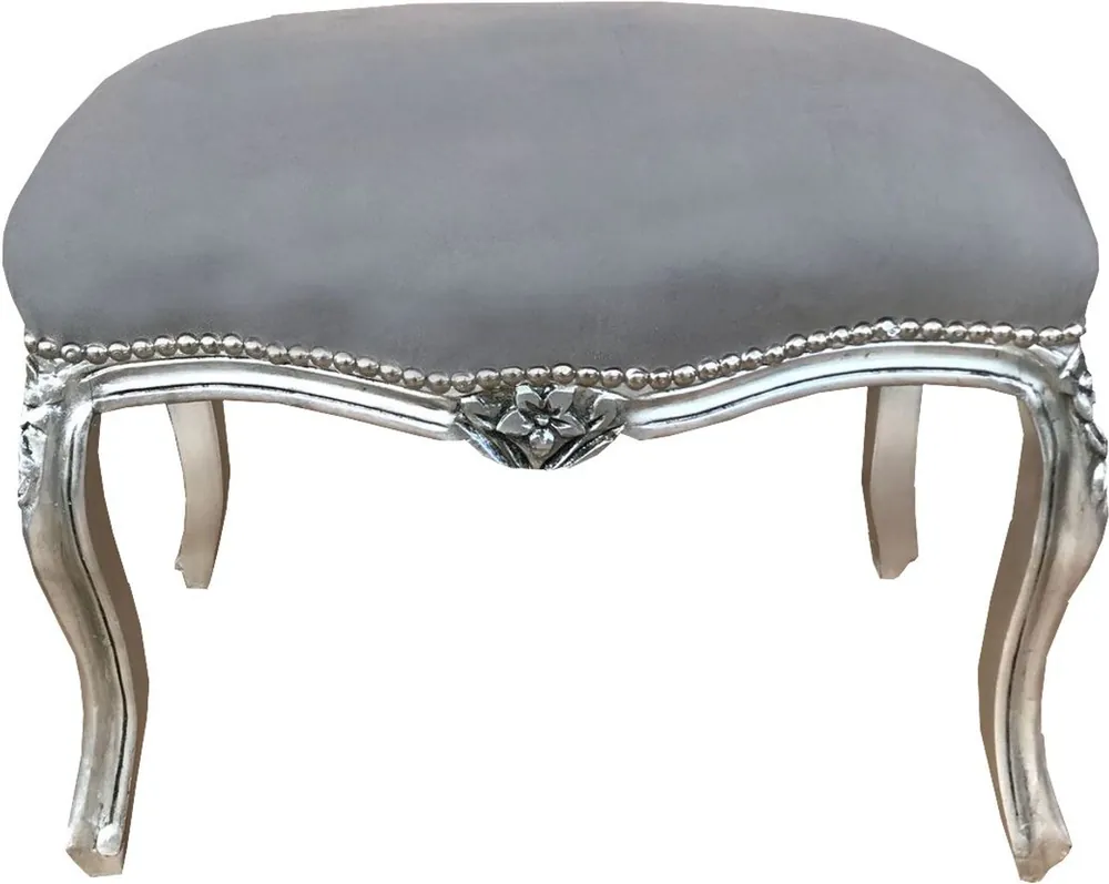 Bestpreis Casa Padrino Barock Sitzhocker Grau / Silber - Antik Stil Möbel