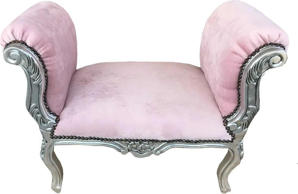 Preis Gesenkt Casa Padrino Barock Schemel Hocker Hell Rosa / Silber - Sitzbank - Limited Edition