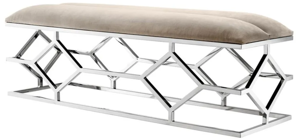 Casa Padrino Luxus Sitzbank Grau / Silber 140 x 45 x H. 48 cm - Luxus Möbel Begrenztes Angebot