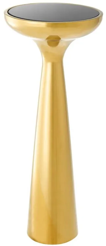 Casa Padrino Luxus Edelstahl Beistelltisch mit Glasplatte Gold / Schwarz Ø 29 x H. 71,5 cm - Hotel Möbel Markenware