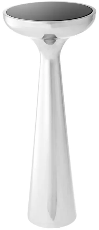 Casa Padrino Luxus Edelstahl Beistelltisch mit Glasplatte Silber / Schwarz Ø 29 x H. 71,5 cm - Hotel Möbel Geprüft