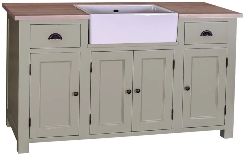 Neu Im Sortiment Casa Padrino Landhausstil Waschbeckenschrank Hellgrün / Naturfarben 155 x 65 x H. 90 cm - Waschtisch mit 4 Türen und 2 Schubladen
