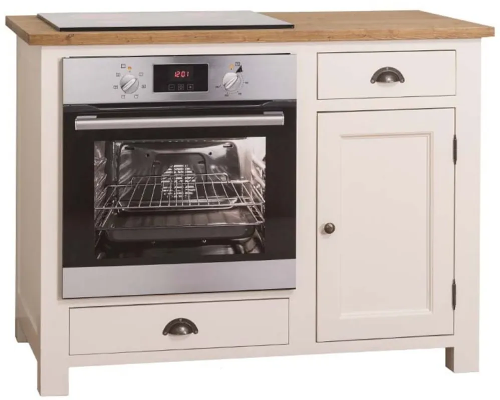 Aktuell Casa Padrino Landhausstil Herdumbauschrank mit Tür und 2 Schubladen Creme / Naturfarben 120 x 65 x H. 90 cm - Küchenmöbel