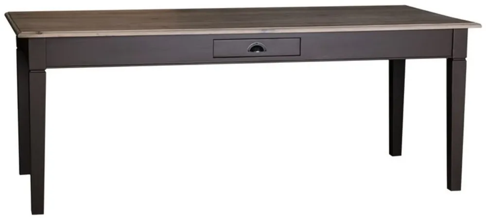 Casa Padrino Landhausstil Küchentisch Schwarz / Naturfarben - Verschiedene Größen - Landhausstil Esstisch mit Schublade Angebot