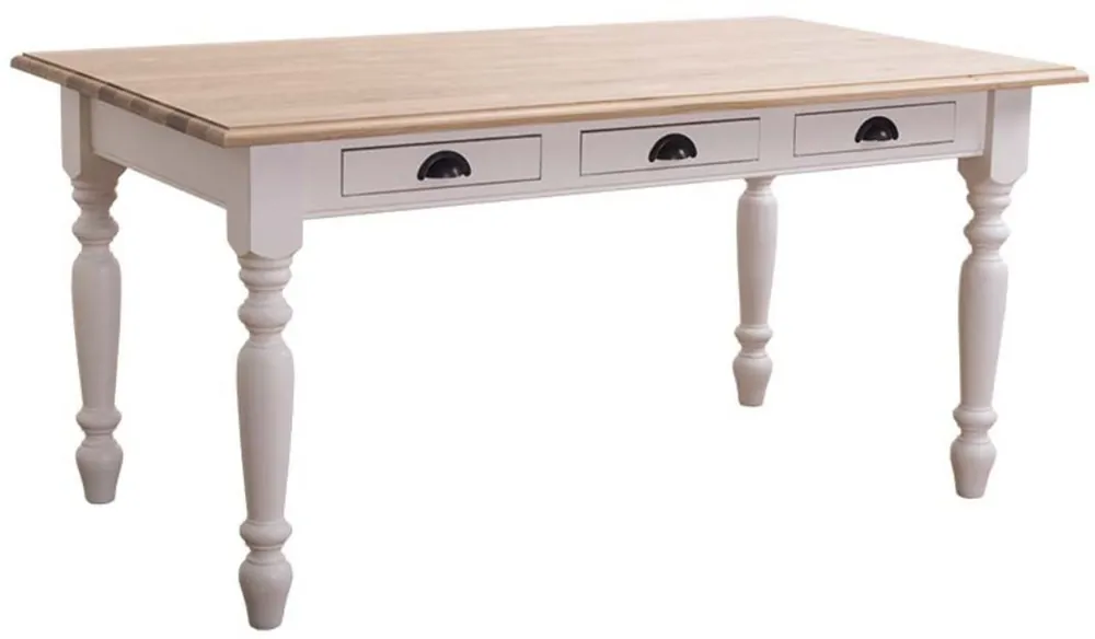 Aktuell Casa Padrino Landhausstil Esstisch mit 3 Schubladen Creme / Naturfarben - Verschiedene Größen - Küchenmöbel im Landhausstil