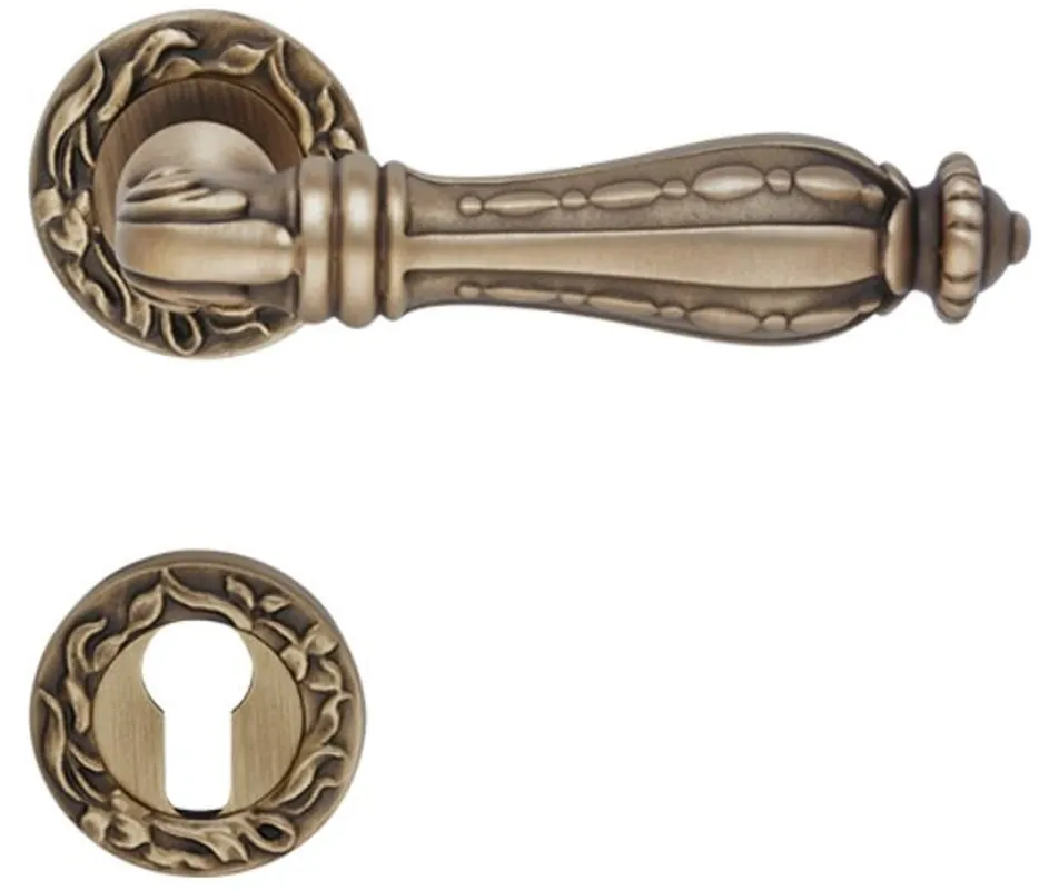 Casa Padrino Barock Türklinken Set Messing Patiniert 15,1 x H. 5,3 cm - Barockstil Möbel Top-Preis