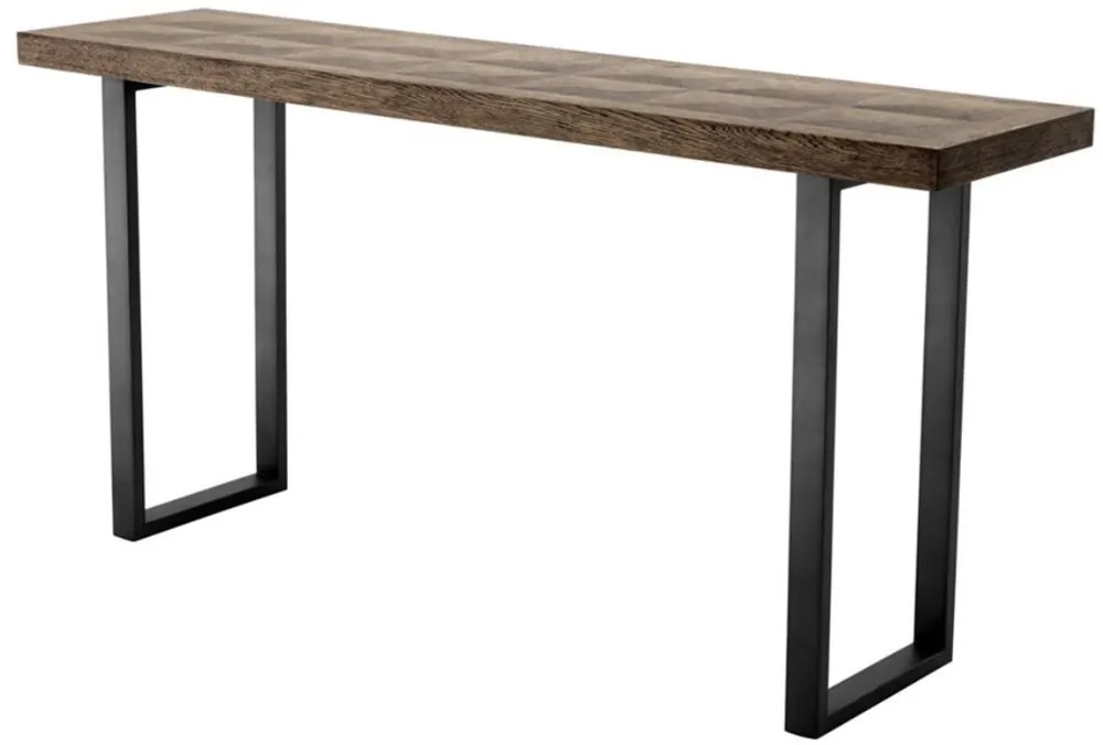 Casa Padrino Konsole Braun / Bronze 161 x 40 x H. 78 cm - Luxus Wohnzimmer Konsolentisch mit Eichenfurnier Platte Heißes Angebot