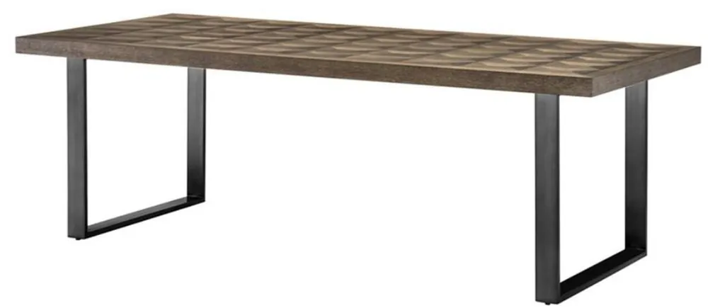 Rabatt Casa Padrino Esstisch Braun / Bronze 230 x 100 x H. 75 cm - Luxus Küchentisch mit Eichenfurnier Tischplatte
