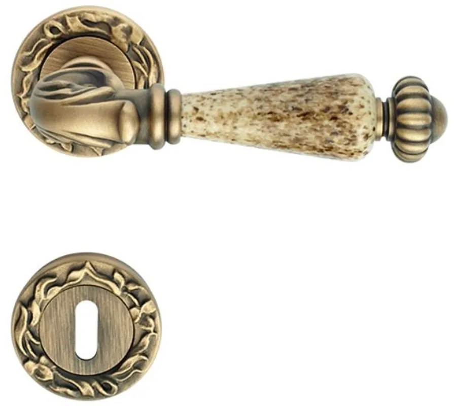 Sonderangebot Casa Padrino Barock Türklinken Set Messing Patiniert 14,2 x H. 5,3 cm - Barockstil Türgriff Set mit Edel Porzellan Griff