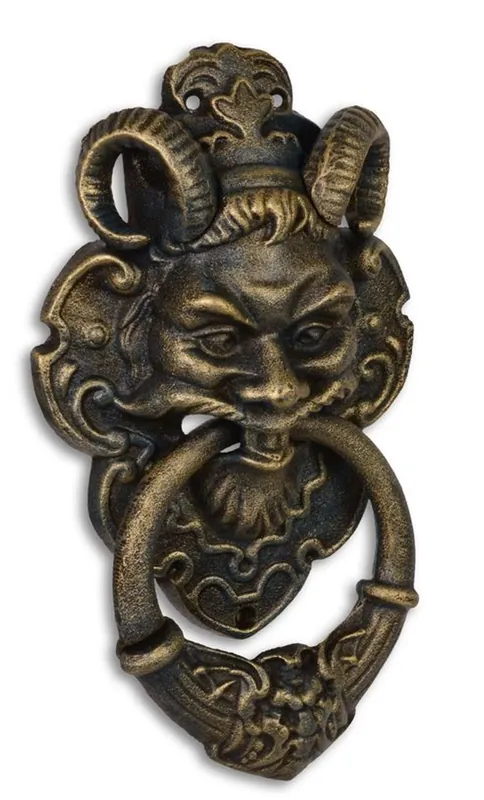 Heißes Angebot Casa Padrino Türklopfer Barock Devil Face Gusseisen Messingfarben 32.7 cm - Antik Jugendstil Gründerzeit