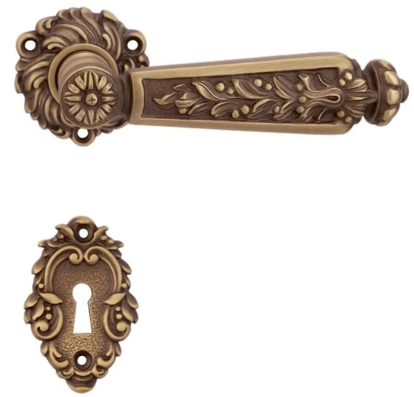 Neu Casa Padrino Barock Türklinken Set Messing Patiniert 14 x H. 5 cm - Barockmöbel