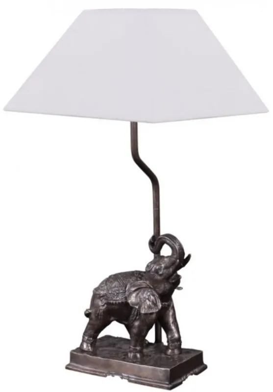 Neu Casa Padrino Tischleuchte Elefant Bronze 35 x 29 x H. 50 cm - Luxus Tischlampe mit weißem Lampenschirm