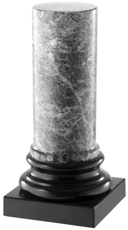 Casa Padrino Luxus Marmorsäule Grau / Schwarz 10 x 10 x H. 20,5 cm - Wohnzimmer Deko Accessoires Bestseller