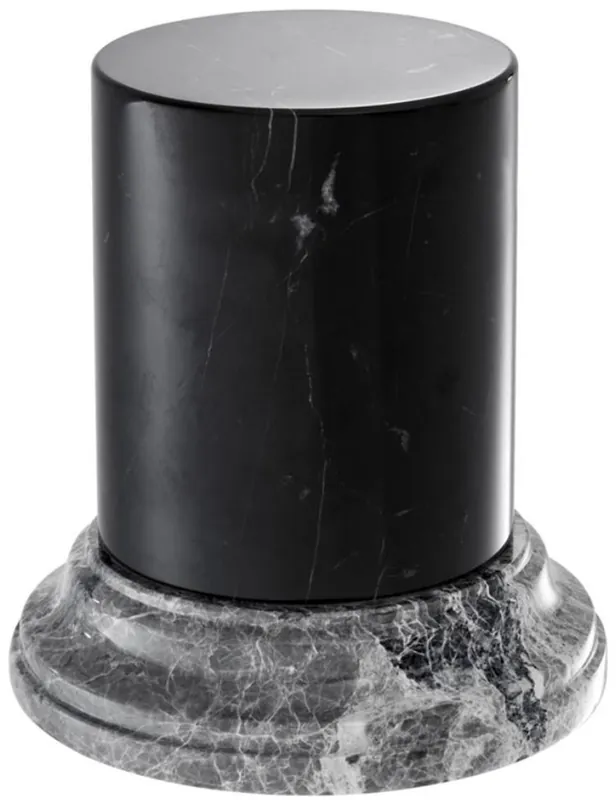 Casa Padrino Luxus Marmorsäule Schwarz / Grau Ø 17,5 x H. 19 cm - Wohnzimmer Deko Accessoires Preisreduziert