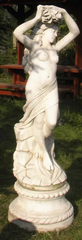 Schnäppchen Casa Padrino Jugendstil Skulptur / Figur Jungfrau mit Sockel Ø 50 x H. 160 cm - Prunkvolle Gartendeko