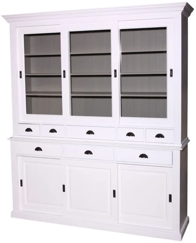 Echt Casa Padrino Landhausstil Küchenschrank 199 x 48 x H. 225 cm - Verschiedene Farben - 2 Teiliger Küchenschrank mit 6 Schiebetüren und 8 Schubladen