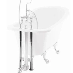 2 Dekorations Rohre Chrom für Nostalgie Badewanne Naturstein freistehend 1700mm BCha Top-Angebot