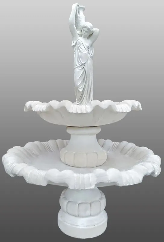 Casa Padrino Barock Springbrunnen Mädchen mit Krug Ø 130 x H. 185 cm - 2-Stufiger Gartenbrunnen Sichere Zahlung