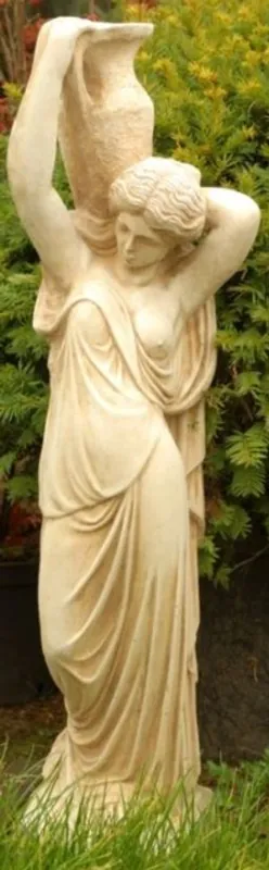 Neue Ware Casa Padrino Jugendstil Skulptur Frau mit Krug 22 x H. 90 cm - Gartendeko Figur