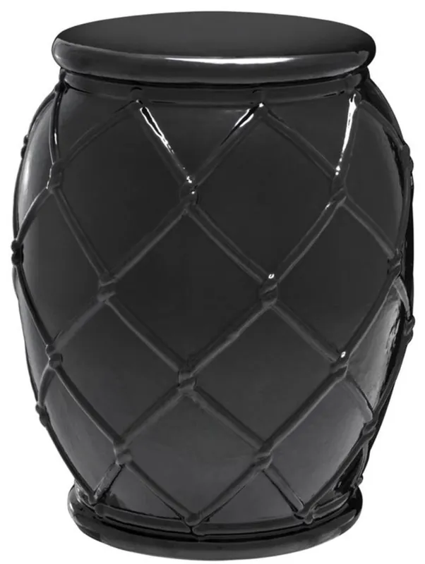 Casa Padrino Keramik Trommel Antik Schwarz Ø 35 x H. 46 cm - Luxus Kollektion Sale