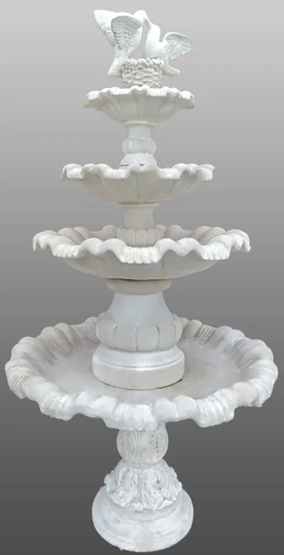Casa Padrino Jugendstil Gartenbrunnen / Springbrunnen Ø 130 x H. 228 cm - Kunststein Brunnen mit dekorativen Tauben Garantierte Lieferung
