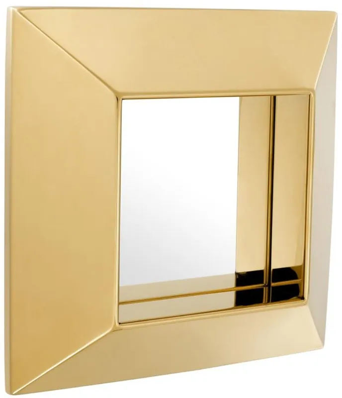 Casa Padrino Luxus Spiegel Gold 31 x 7 x H. 31 cm - Edelstahl Wandspiegel Markenprodukt